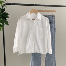 [행복여] 베이스 포켓 밑단 스트링 루즈핏 셔츠 남방
