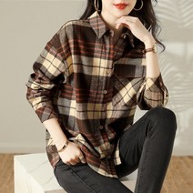 오버클래쓰 여성 셔츠 데일리 루즈핏 기본 체크 남방 캐주얼