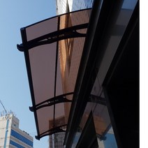 캐노픽스 800X9900 지지대 설치 비가림막 비가림시설 어닝 처마 비막이 시공, 검정틀 브라운앰보렉산