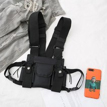멀티 포켓 전술조끼 작업용 체스트백 베스트 밀리터리룩 기능성, 블랙 스몰