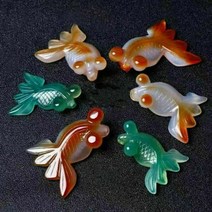 어 얼음 녹색 마노 옥 펜던트 골드 물고기 6pc, 한개옵션0