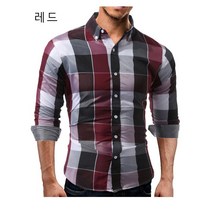 남성 체크 무늬 셔츠 남자 긴팔 셔츠