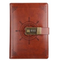 키밍 잠금 다이어리 노트 H2467, 32K, 브라운