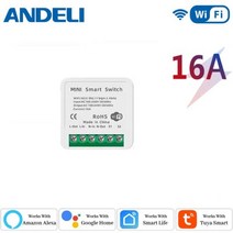 ANDELI-WiFi 16A 스마트 DIY 미니 조명 스위치 양방향 제어 Tuya Smartlife APP 원격 Alexa Google 홈 오토메이션 117147, 1개