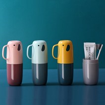 어린이집 코끼리 칫솔통 휴대용 여행용 양치컵세트, 레드, 1개