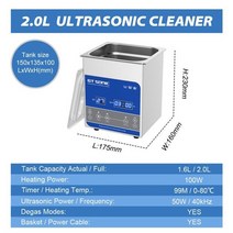 gt sonic 2l 50w 초음파 세척기 sonicator 목욕 degas 40khz for nail jewelry 안경 옥 목걸이 산화물 녹 오일 워셔, r2-2l, 영국