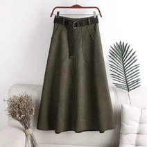 [Kingfishe]여성 가을 겨울 세무 스웨이드 A라인 스커트 TuEfei818SQ3