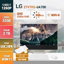 LG 일체형 PC 27V70Q-GA70K 고해상도 27인치 학생 업무용 주식 올인원 컴퓨터, 메모리32GB/SSD2TB/윈도우11홈