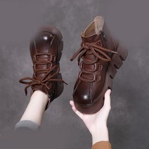 엔티랄라 부츠 여성 부츠 여성 가죽 부츠 유행하는 두꺼운 밑창 부드러운 소재 겨울 편안한 양질의 표면재 워커 미끄럼 방지 두껍게 하다 기모를 넣다
