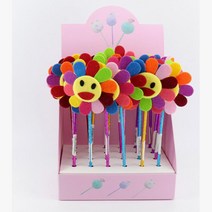 유치원 어린이집 무지개꽃 디자인 볼펜 문구사무용품
