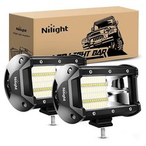 18001F-B 2피스 12.7cm(5인치) 72W 더블 로우 플러드 바 10800루멘 운전 안개 LED 오프로드 조명 트럭 지프 ATV UTV SUV 보트 해양용, 2PCS 5Inch Flood Light Bar