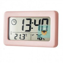 웰닷_무소음_온습도계_디지털_와이드_탁상_시계 D3CE, 그린