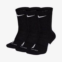 나이키 - 엘리트 양말 3팩 크루 삭스 (SX7627-010) 농구 양말, 26 (L 27~30cm)
