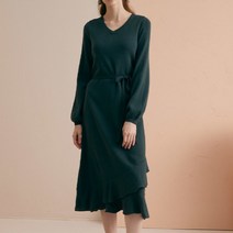 써스데이아일랜드 여성 울 니트 원피스 프릴 벌룬소매 롱스커트