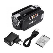 캠코더 720p 풀 HD 16mp dv 270도 회전 화면 16x 야간 촬영 줌, 블랙-EU 플러그