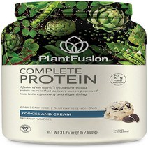 PlantFusion Complete Plant Protein 쿠키앤크림 900g 식물성 단백질 파우더 식물성 단백질 식물성 단백질 보충제 식물성 단백질 파우더 완두콩 단백질쉐이크, 1개, 1