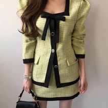 투피스세트 트위드 여성 자켓 스커트 정장 셋업