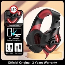 블루투스 이어폰 ONIKUMA X15 Pro RGB 헤드 빔 게임용 헤드폰 마이크 포함 PS5 스위치 용 3.5mm 내구성 스테레오 서라운드 헤드셋 게이머, [14] Dual 3.5mm Red