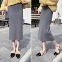 밴드허리 골지롱치마 H 여성니트스커트 미시옷 skirt