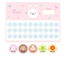 도나앤데코 로로 애니멀 리무벌 칭찬 스티커판 10p + 애니멀 혼합 스티커 2cm x 300p 세트, 토끼 색상, 3세트