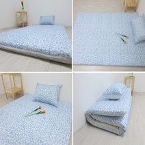 ll0II싱글 삼단 요패드 손님용 바닥요매트 두꺼운 누빔패드 접이식 3단 바닥에까는이불 요솜세트［lI］, 펫 옐로우