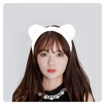 고양이귀머리띠 밍크 동물 할로윈 파티 머리띠 화이트, 단품, 단품
