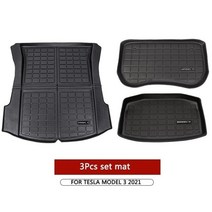 차량용놀이방매트 자동차드렁크바닥 2022 테슬라 모델 3 tpe 미끄럼 방지 방수 인테리어 액세서리 보호 패드 액세서리, 3pcs 세트 매트 2021