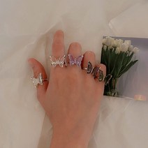 반투명 클리어 영롱반지 나비디테일 10색 우정템 커플링 레이어드링 여친선물 꾸안꾸