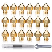 SAPLUSREPRAP 5Aplusreprap 3D 프린터 V6 황동 노즐 20개 E3D 0.4mm와 호환 Anycubic Chron i3 메가 meg Mega X Pro Prus, CR10 Pro Nozzles(0.2/0.4/0.6/0