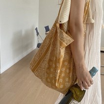 브라운드 페이즐리 에코백 숄더 데일리 가방 (머스타드)