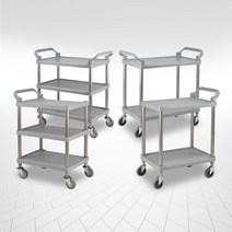 회색다용도써빙카트/사이즈소형 중형 대형/식당카트/써빙카/운반카/원스토몰, 3단 양손카트, 대형, 무소음인라인브레이크바퀴