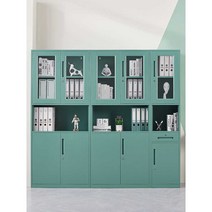 aroom 철제캐비닛 락커 개인사물함 철재 철제캐비넷 사무실, 양문형 철제 중공유리 책장(그린) 0.7mm