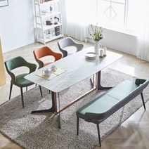 리빙룸가구/제노바 포세린 세라믹 4인 6인용 식탁세트/아쿠아텍스 의자포함, 제노바-4인(일반2+벤치1), 그린