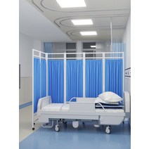 병원 파티션 이동식 접이식 가림막 요양원 학교, 핑크 4단 두꺼운 프레임 이중 천