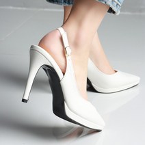 [바닐라슈] 헤이슨 슬림 V컷 베이직 가보시 슬링백 펌프스(10cm)