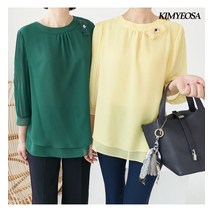 김여사 이중쉬폰 소매 플리츠 블라우스 엄마옷/마담옷/중년여성/50대/60대
