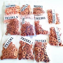 7x15mm9x18mm 디젤 커먼 레일 인젝터 구리 씰 와셔 가스켓 링 수리 키트, 7x15x1.5