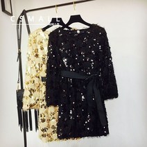 cs mall 여성 스팽글 반짝이 원피스 G36