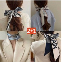 [2+1] 사계절용 트윌리 실크패턴 헤어 리본 패션 스카프 (10종)