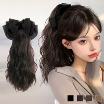 4컬러 포니테일 부분 가발 분리형 블랙리본 헤어핀 세트