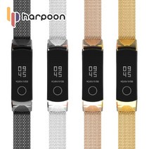 샤오미 미밴드3 메쉬 메탈 오토 스트랩, 실버, 더블버튼메쉬