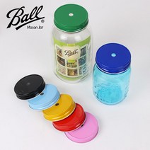 볼 메이슨 빨대홀 컬러 레귤러 뚜껑 1p 유리 자 손잡이 쨈병 우유병 드링킹자 과일청, 블랙, 본상품선택
