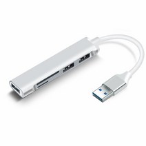 USB 허브 도크 멀티 분배기타입 C 허브 고속 USB 3.0 스플리터 카드 리더 5 포트 멀티 맥북 컴퓨터 액세서, 03 USB 3.0 Silver