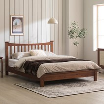 장인가구 쓰담 소나무원목 엔틱원목침대 슈퍼싱글 퀸 매트선택, 브라운월넛