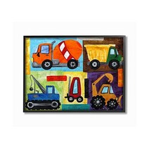 스투펠 인더스트리 건설 트럭 세트 캔버스 월 아트 16 x 20 아티스트 앤 조이 아트의 디자인, Black Framed, 16x20