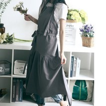 3색 1개 린넨 프릴형 대장금앞치마 연예인앞치마 공주풍앞치마 한복스타일앞치마, 그레이