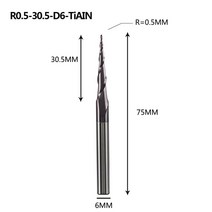 텅스텐 카바이드 코팅 엔드밀 CNC 밀링커터 목재 금속, R0.5-30.5-D6