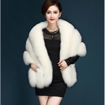 새로운 여우 모피 코트 카디건 여성 가을 겨울 모조 밍크 인버니스 기질 패션, 싱글 사이즈, WHITE