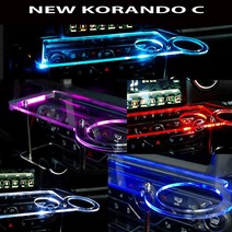 ArtX 뉴코란도C USB 5V LED 2단 차량용 무중력테이블 컵홀더 식탁 자동차 선반 핸드폰 거치대 수납용품, 일반형, 포함, 퍼플