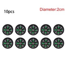 10pcs 휴대용 미니 핸드 헬드 나침반 북쪽 탐색 버튼 디자인 캠핑 하이킹 도구 Outdoora Practical Guider, 2cm 10개